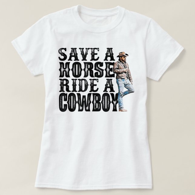 Rädda en häst på en cowboykopia T-Shirt Copy Kopie (Design framsida)