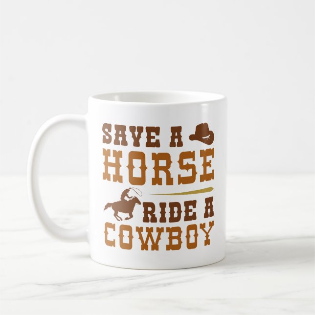 Rädda en häst Ride A Cowboy Kaffemugg (Vänster)