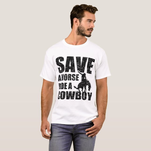 RÄDDA EN HÄST RIDE A COWBOY TEE SHIRT (Hel framsida)