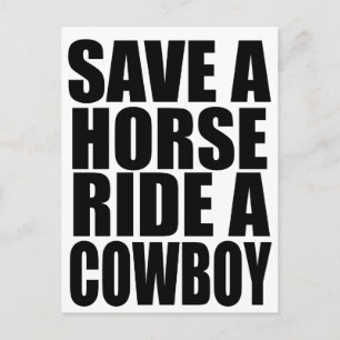 RÄDDA EN HÄST RIDE A COWBOY VYKORT
