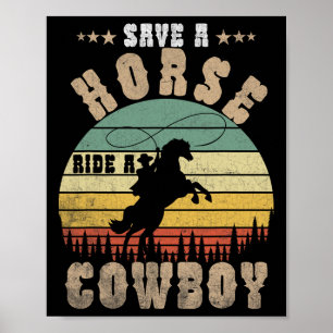 Rädda en häst Ride A Cowboynuny Horse Riding Manar Poster