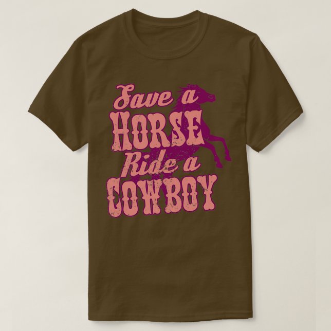 Rädda en häst Ride A CowboyRosa T Shirt (Design framsida)