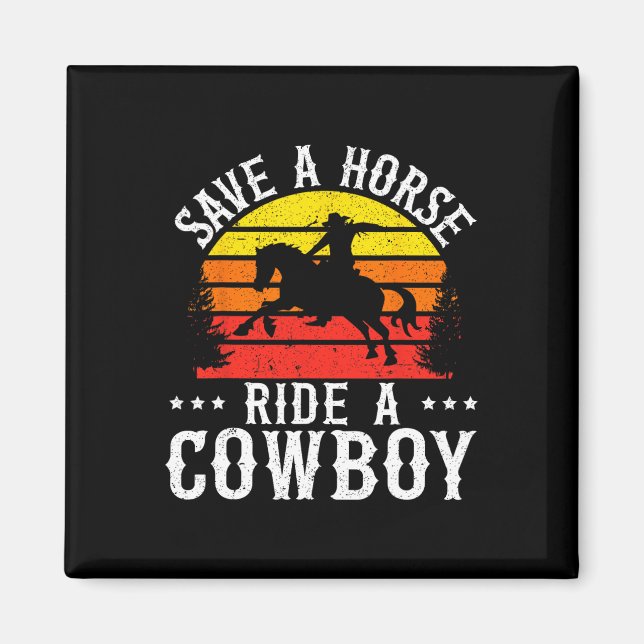 Rädda en häst Ride A CowboyWestern Rodeo Horseck R Magnet (Framsidan)