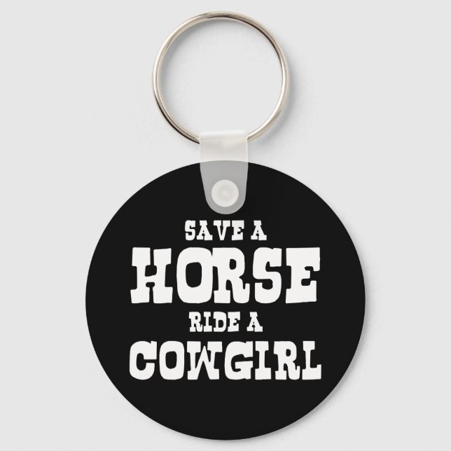 RÄDDA EN HÄST RIDE A COWGIRL KEYCHAIN NYCKELRING (Framsida)
