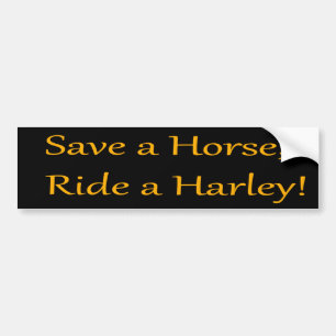 Rädda en häst rider en Harley! (Orange på svart Bildekal