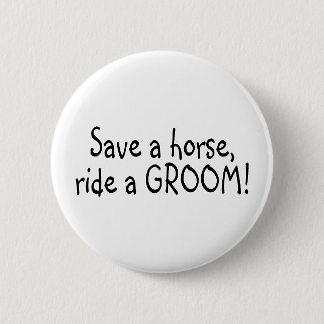 Rädda en hästritt en brudgumsvart knapp (Framsida)