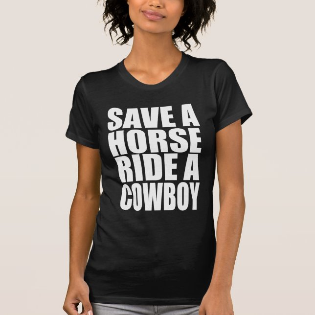 Rädda en hästritt en Cowboy T-shirt (Framsida)