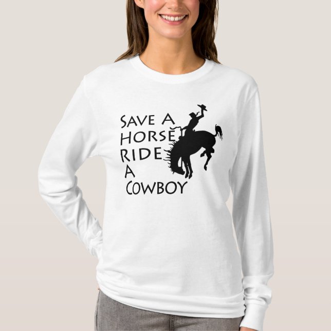 Rädda en hästritt en Cowboy Tee (Framsida)