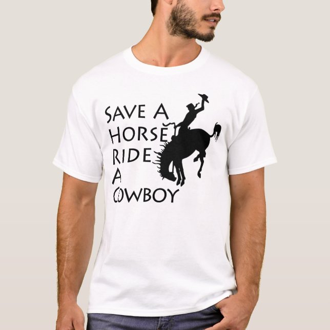 Rädda en hästritt en Cowboy Tee Shirt (Framsida)