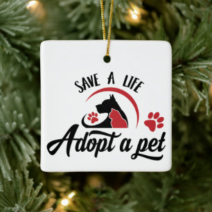 Rädda ett liv Adoptera ett husdjur  Julgransprydnad Keramik