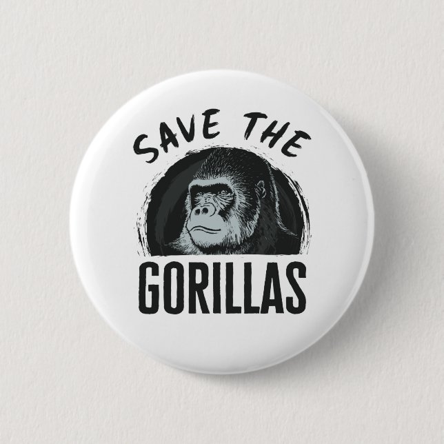 Rädda Gorillorna Gorilla Hotad Utrotning Knapp (Framsida)