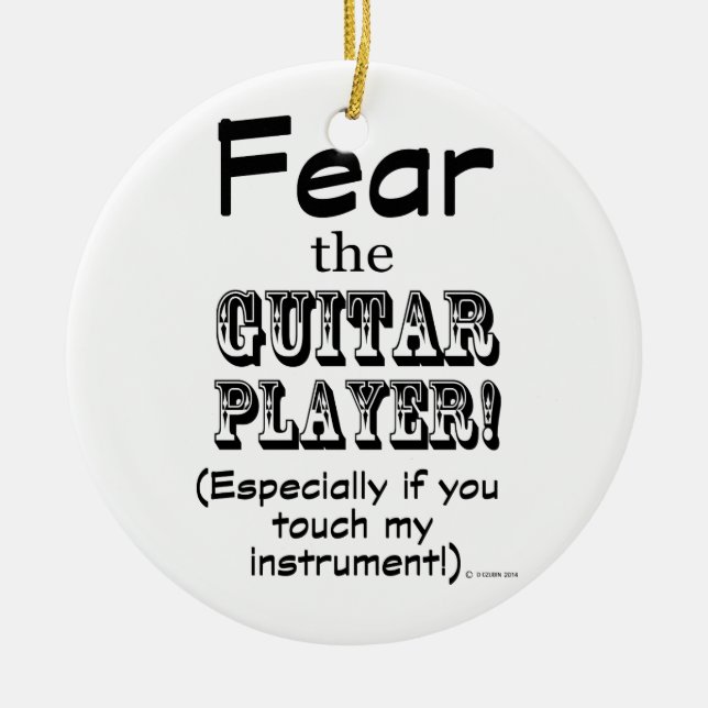 Rädda Guitar Player Julgransprydnad Keramik (Framsidan)