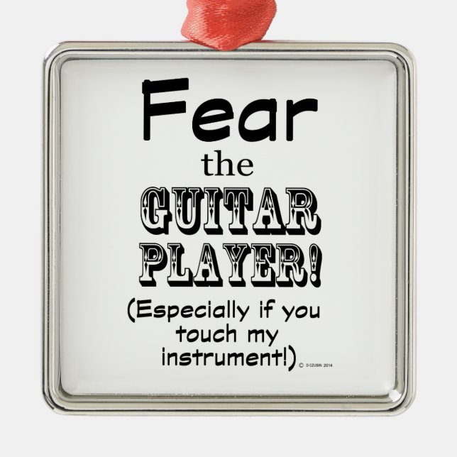 Rädda Guitar Player Julgransprydnad Metall (Framsidan)