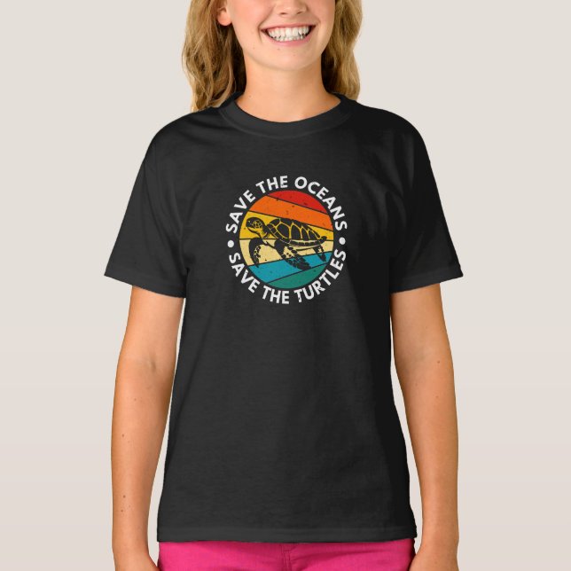 Rädda haven rädda sköldpaddor T-shirt (Framsida)