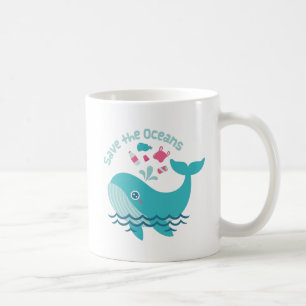 Rädda haven, söt val kaffemugg