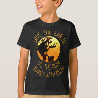Rädda Jorden Enda Planet Med Pizza Rolig Jord T Shirt
