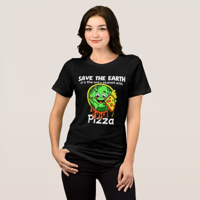 Rädda Jorden Rolig Pizza T-Shirt (Framsida Full)