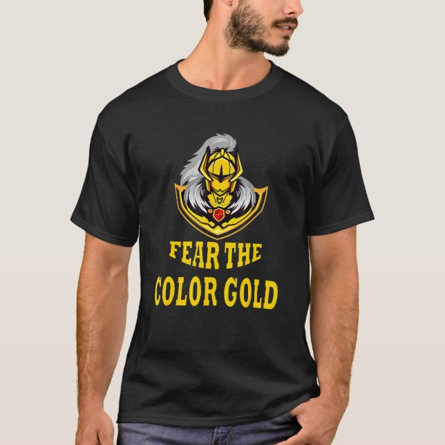 Rädda Knight Dragon vid Färg Guld T Shirt (Framsida)