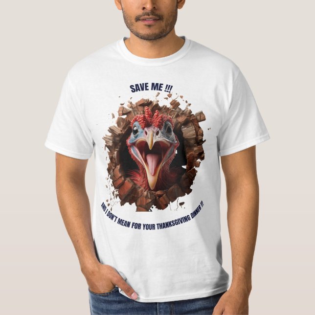 Rädda mig kalkon t shirt (Framsida)
