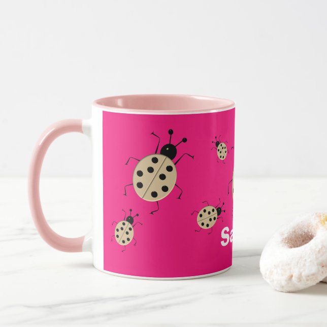 Rädda mig! Söta färgglada nyckelpigor,personliga Mugg (Med munk)