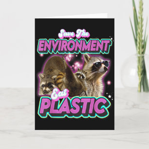 Rädda Miljön Ät Plasttvättbjörn Roligt Klipp Kort