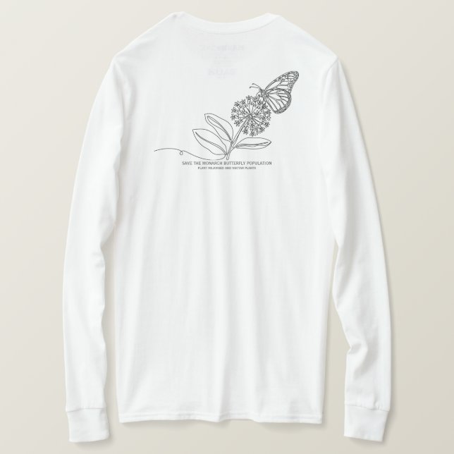 Rädda Monarkfjärilspopulationen T Shirt (Design baksida)