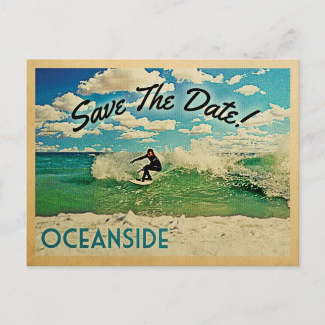Rädda Oceanside Date California Surfing Meddelande Vykort (Framsida)