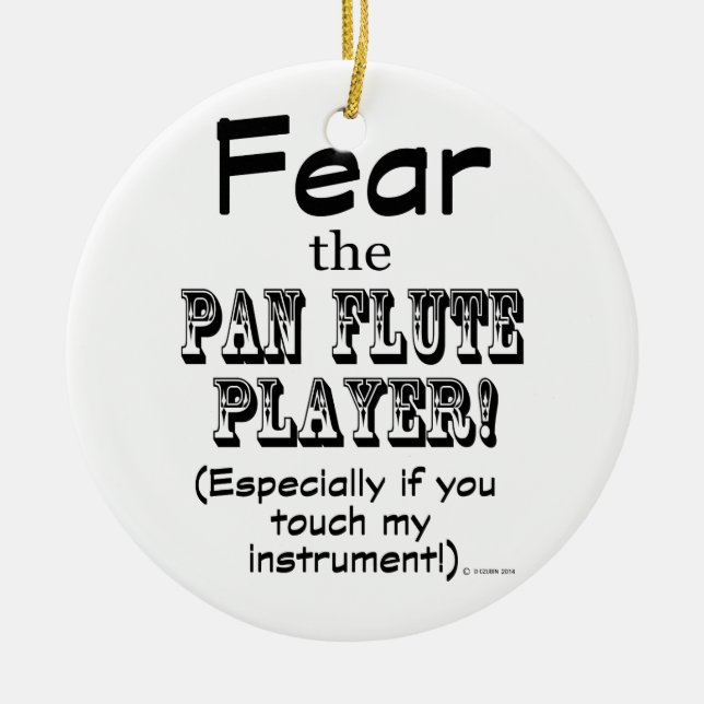 Rädda Pan Flute Player Julgransprydnad Keramik (Framsidan)