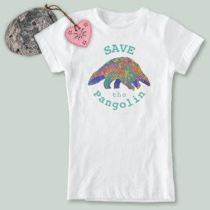 Rädda Pangolinen Hotade Djur Färgrik Konst T Shirt
