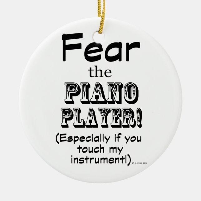 Rädda Piano Player Julgransprydnad Keramik (Framsidan)