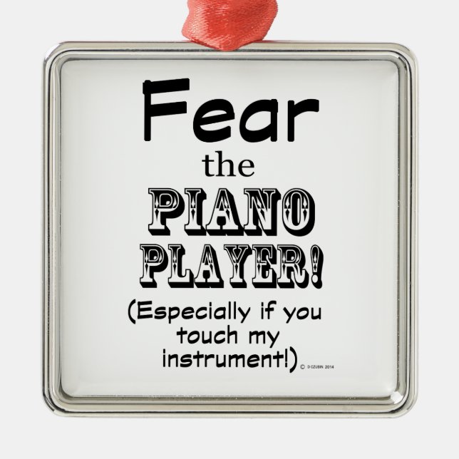 Rädda Piano Player Julgransprydnad Metall (Framsidan)