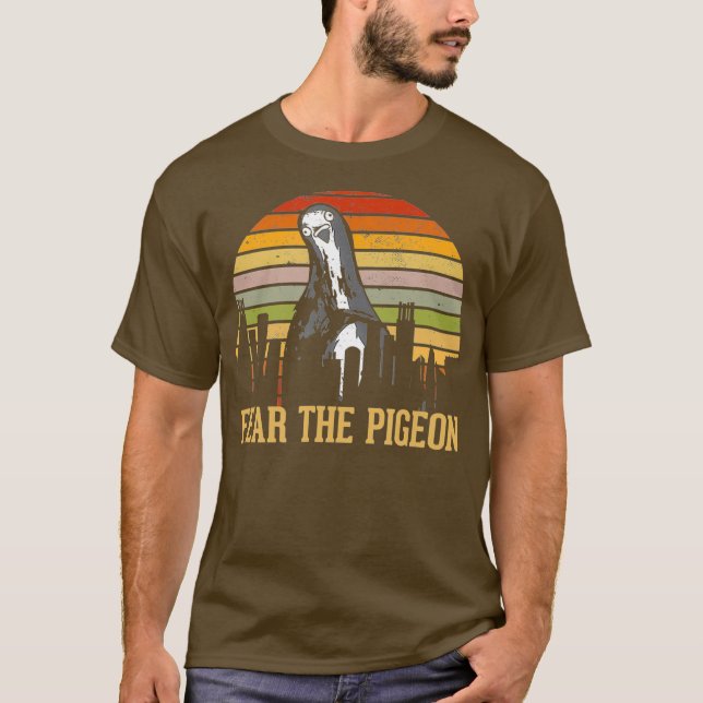 Rädda Pigeon Skyline Funny Birds T Shirt (Framsida)