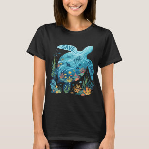 Rädda planeten blå havssköldpadda t shirt