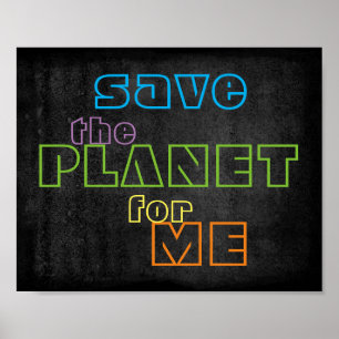 rädda planeten färgstark text poster väggkonst
