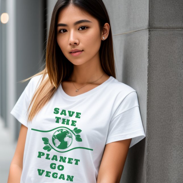 Rädda planeten Go Vegan Women's T-Shirt (Skapare uppladdad)
