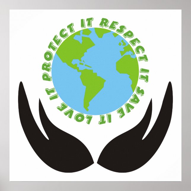 Rädda planeten jord och händer poster (Framsidan)