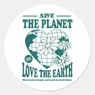 Rädda planeten Kärlek till miljöprotesten Runt Klistermärke