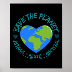 Rädda planeten Reducera reuse Återvinna Earth Day Poster