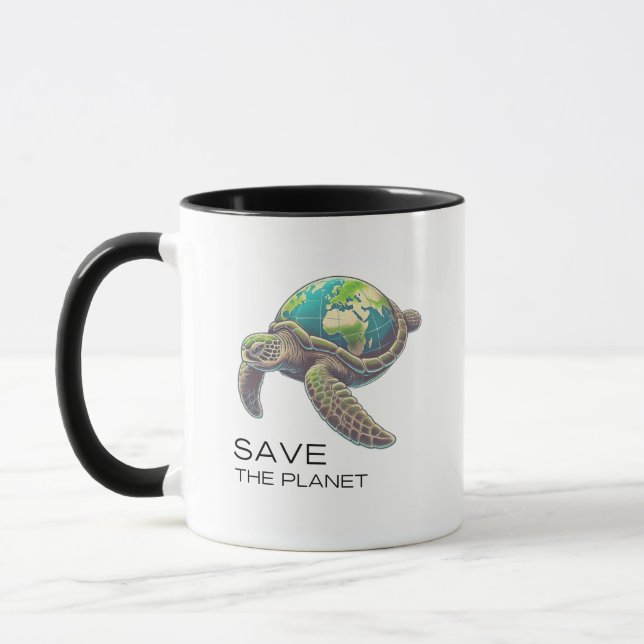 Rädda planeten - Sea Turtle Earth Edition Mugg (Vänster)