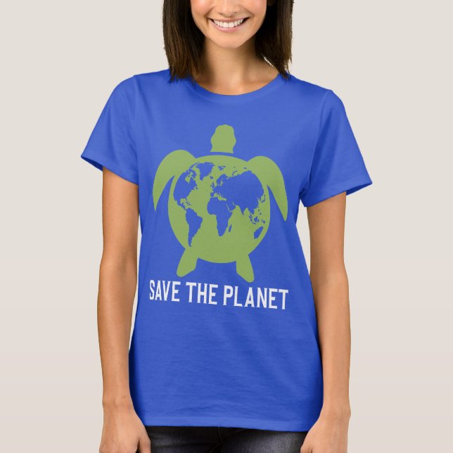 Rädda planeten Turtle Silhouette T Shirt (Framsida)