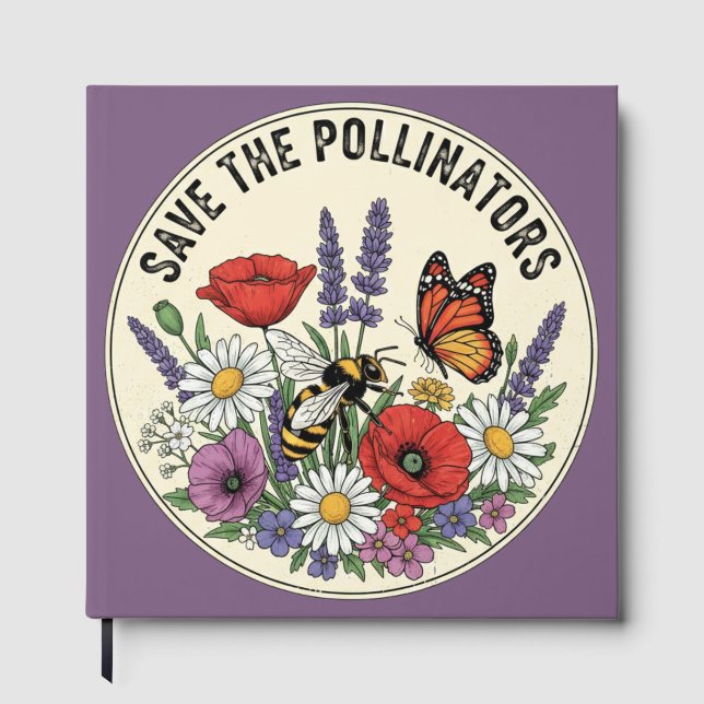 Rädda pollinatören med bin, fjärilar & blommor gästböcker (Framsida)