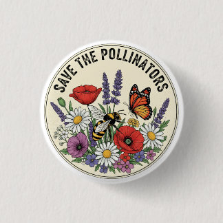 Rädda pollinatören med bin, fjärilar & blommor knapp