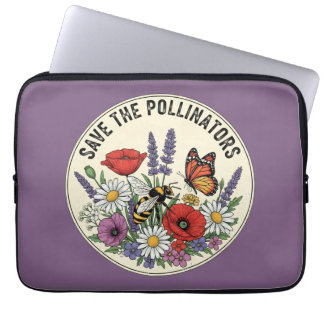Rädda pollinatören med bin, fjärilar & blommor laptop fodral