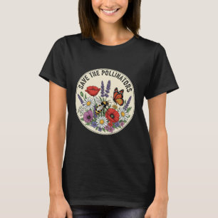 Rädda pollinatörerna med bin, fjärilar & blommor t shirt