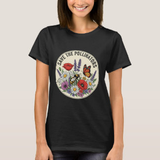 Rädda pollinatörerna med bin, fjärilar & blommor t shirt