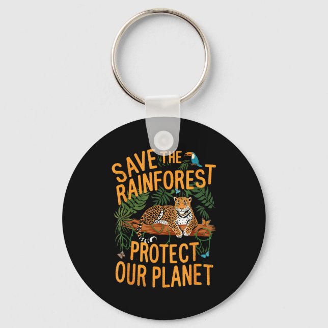 Rädda regnskogen Skydda vår planet Klimat örat Nyckelring (Framsida)