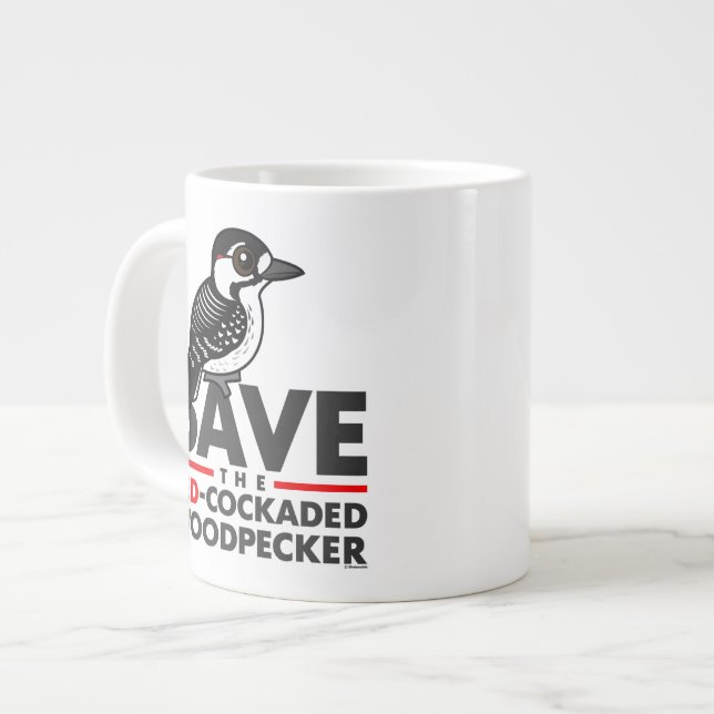 Rädda rödhättad hackspett jumbo mugg (Framsida vänster)