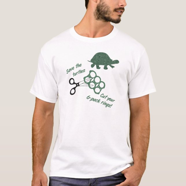 Rädda Sköldpaddorna Klipp Sexpackringar T-shirt (Framsida)