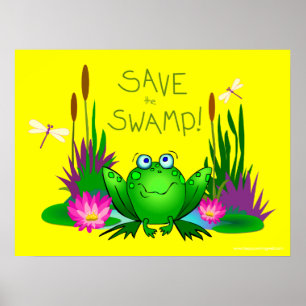 Rädda träsket Twitchy grodan gul Poster