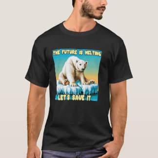 Rädda vår Arktis  Sorgsen björn på smältande is T Shirt
